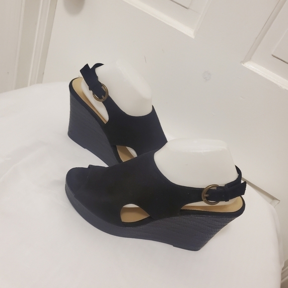 Montego Bay Club Black Open Toe Wedge Heel Size 11M, Casual - Picture 6 of 12